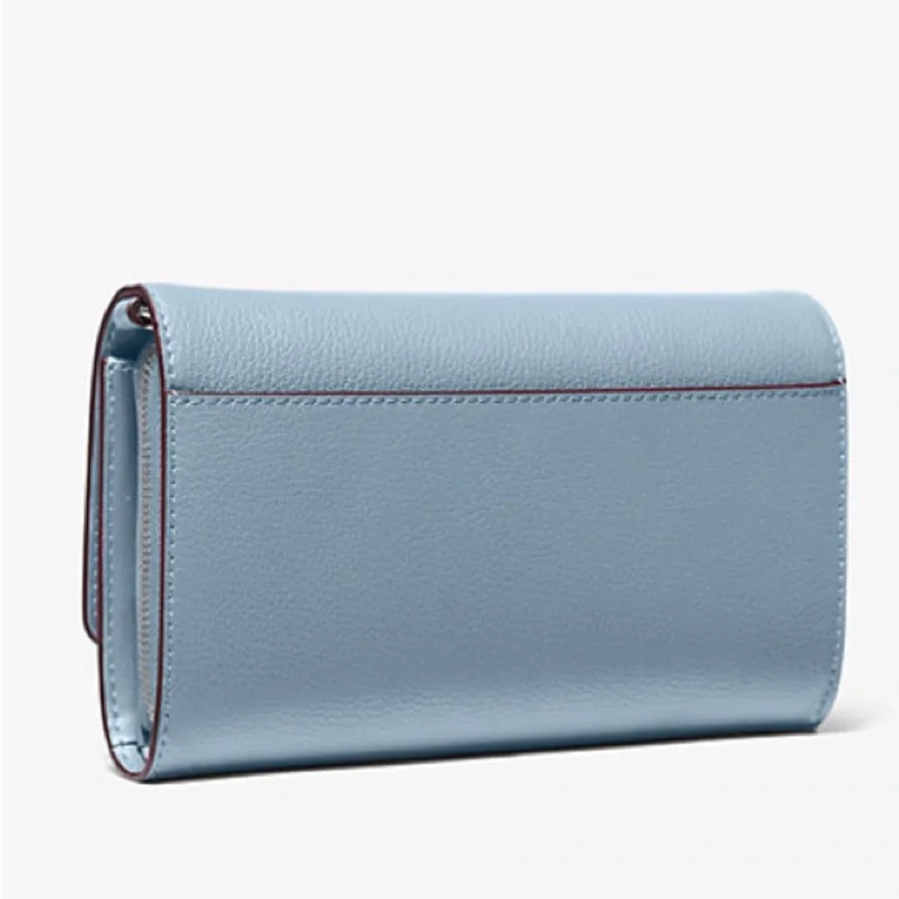 Michael Kors Jet Set Large Leather Crossbody Blue Bag New - Picture 4 of 5